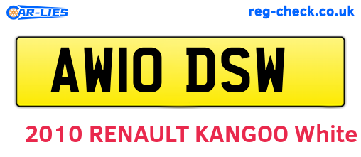 AW10DSW are the vehicle registration plates.