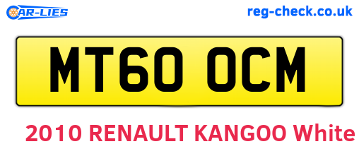 MT60OCM are the vehicle registration plates.