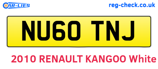 NU60TNJ are the vehicle registration plates.