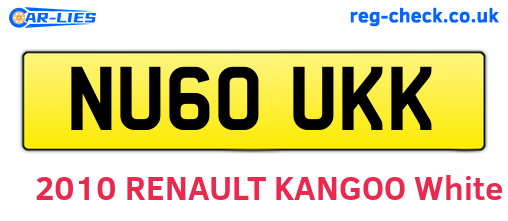 NU60UKK are the vehicle registration plates.