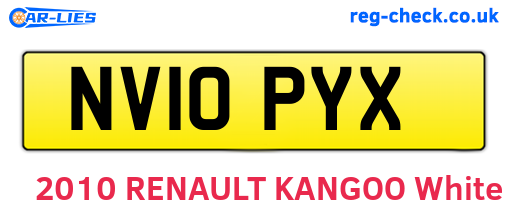 NV10PYX are the vehicle registration plates.