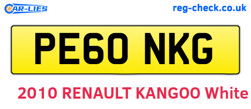 PE60NKG are the vehicle registration plates.