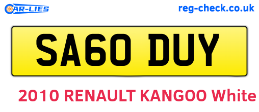 SA60DUY are the vehicle registration plates.