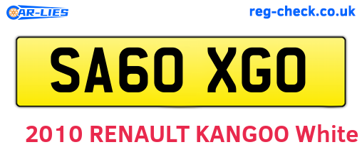 SA60XGO are the vehicle registration plates.