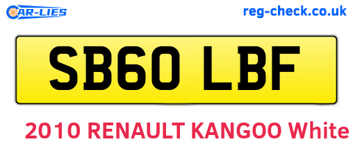 SB60LBF are the vehicle registration plates.