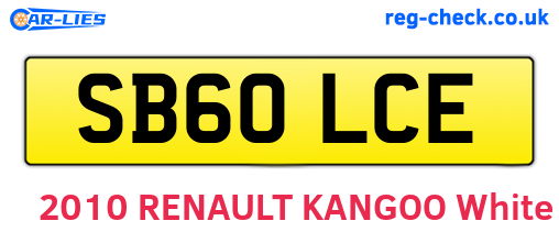 SB60LCE are the vehicle registration plates.