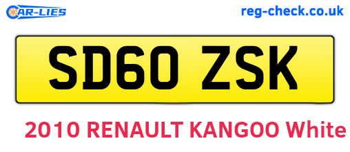 SD60ZSK are the vehicle registration plates.