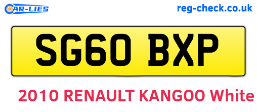 SG60BXP are the vehicle registration plates.