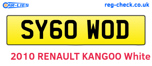 SY60WOD are the vehicle registration plates.