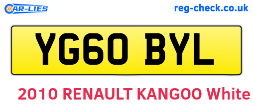 YG60BYL are the vehicle registration plates.
