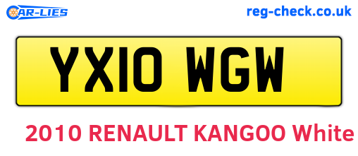 YX10WGW are the vehicle registration plates.