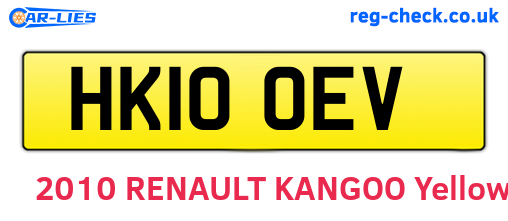 HK10OEV are the vehicle registration plates.