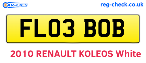FL03BOB are the vehicle registration plates.