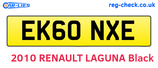 EK60NXE are the vehicle registration plates.