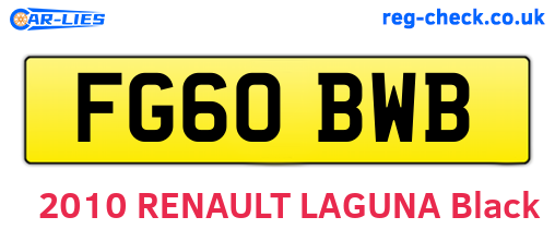FG60BWB are the vehicle registration plates.
