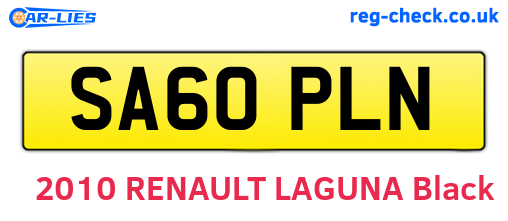 SA60PLN are the vehicle registration plates.