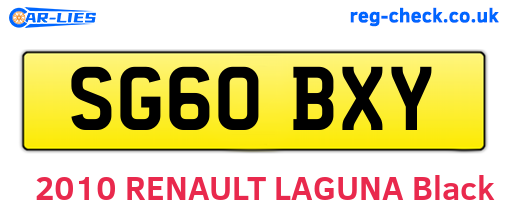SG60BXY are the vehicle registration plates.