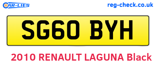 SG60BYH are the vehicle registration plates.