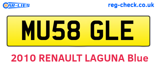MU58GLE are the vehicle registration plates.