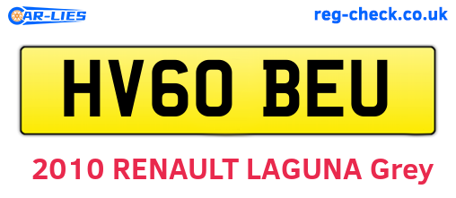 HV60BEU are the vehicle registration plates.