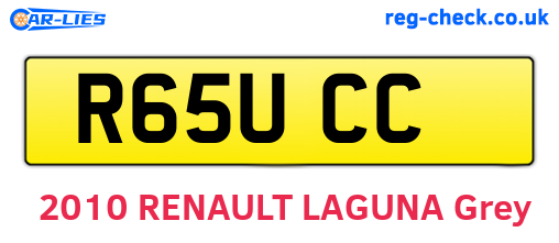 R65UCC are the vehicle registration plates.