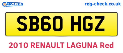 SB60HGZ are the vehicle registration plates.