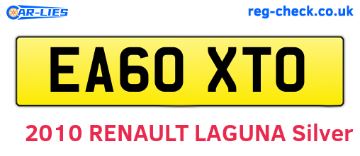EA60XTO are the vehicle registration plates.