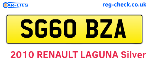 SG60BZA are the vehicle registration plates.