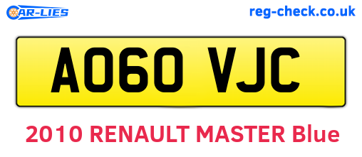 AO60VJC are the vehicle registration plates.