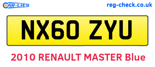 NX60ZYU are the vehicle registration plates.
