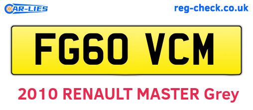FG60VCM are the vehicle registration plates.