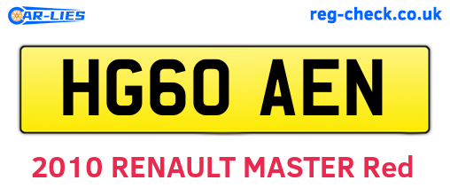 HG60AEN are the vehicle registration plates.