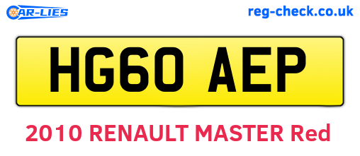 HG60AEP are the vehicle registration plates.
