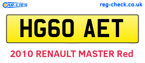 HG60AET are the vehicle registration plates.