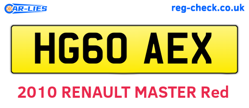 HG60AEX are the vehicle registration plates.