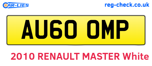 AU60OMP are the vehicle registration plates.