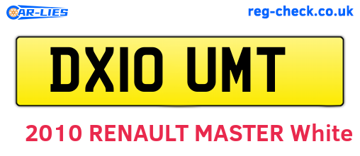 DX10UMT are the vehicle registration plates.