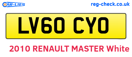 LV60CYO are the vehicle registration plates.