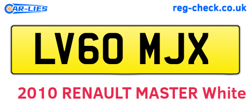 LV60MJX are the vehicle registration plates.