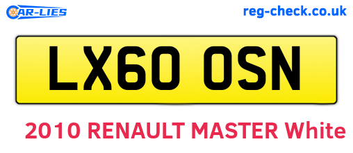 LX60OSN are the vehicle registration plates.