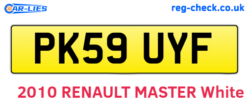 PK59UYF are the vehicle registration plates.