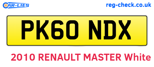 PK60NDX are the vehicle registration plates.