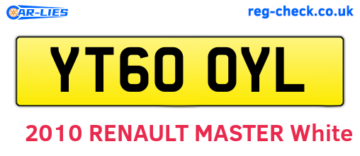 YT60OYL are the vehicle registration plates.