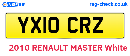 YX10CRZ are the vehicle registration plates.