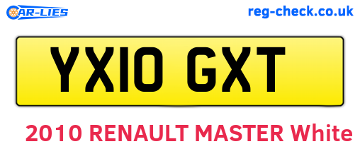 YX10GXT are the vehicle registration plates.