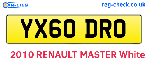 YX60DRO are the vehicle registration plates.