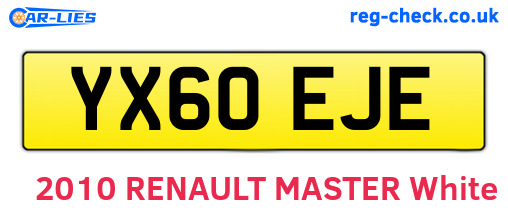 YX60EJE are the vehicle registration plates.
