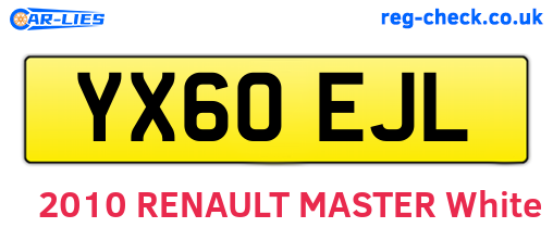 YX60EJL are the vehicle registration plates.