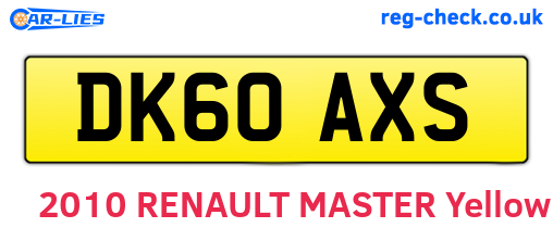 DK60AXS are the vehicle registration plates.