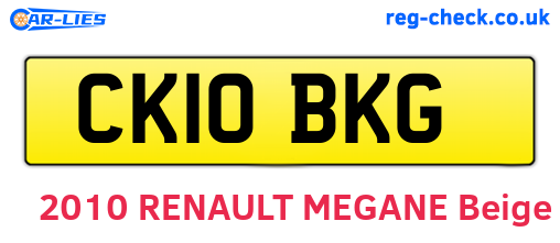 CK10BKG are the vehicle registration plates.